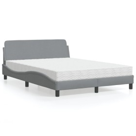 Bett mit hellgrauer Stoffmatratze 140x200 cm von vidaXL, Betten und Lattenroste - Ref: Foro24-3208404, Preis: 366,76 €, Rabat...