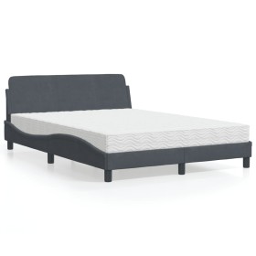 Bed with dark gray velvet mattress 140x200 cm by vidaXL, Beds and slatted bases - Ref: Foro24-3208412, Price: 361,99 €, Disco...