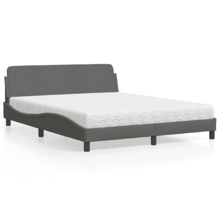 Cama con colchón de tela gris oscuro 160x200 cm de vidaXL, Camas y somieres - Ref: Foro24-3208425, Precio: 400,07 €, Descuent...