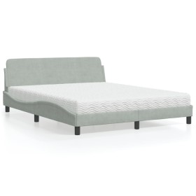 Bed with light gray velvet mattress 160x200 cm by vidaXL, Beds and slatted bases - Ref: Foro24-3208431, Price: 380,65 €, Disc...