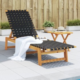 Lounger with solid acacia wood table and black fabric by vidaXL, Loungers - Ref: Foro24-3214213, Price: 133,99 €, Discount: %