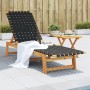 Lounger with solid acacia wood table and black fabric by vidaXL, Loungers - Ref: Foro24-3214213, Price: 146,79 €, Discount: %