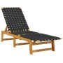 Lounger with solid acacia wood table and black fabric by vidaXL, Loungers - Ref: Foro24-3214213, Price: 146,79 €, Discount: %