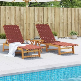 Sun loungers 2 units solid acacia wood and red fabric by vidaXL, Loungers - Ref: Foro24-3214211, Price: 218,99 €, Discount: %