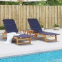 Loungers with table 2 pcs solid dark blue acacia wood by vidaXL, Loungers - Ref: Foro24-3214218, Price: 238,13 €, Discount: %