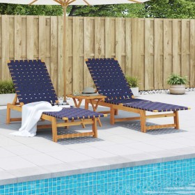 Loungers with table 2 pcs solid dark blue acacia wood by vidaXL, Loungers - Ref: Foro24-3214218, Price: 222,49 €, Discount: %