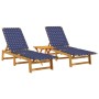 Loungers with table 2 pcs solid dark blue acacia wood by vidaXL, Loungers - Ref: Foro24-3214218, Price: 238,13 €, Discount: %