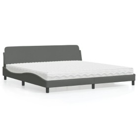 Cama con colchón tela gris oscuro 200x200 cm de vidaXL, Camas y somieres - Ref: Foro24-3208465, Precio: 423,99 €, Descuento: %