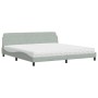 Cama con colchón terciopelo gris claro 200x200 cm de vidaXL, Camas y somieres - Ref: Foro24-3208471, Precio: 395,43 €, Descue...