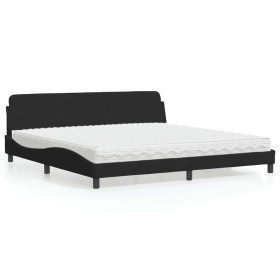 Cama con colchón terciopelo negro 200x200 cm de vidaXL, Camas y somieres - Ref: Foro24-3208473, Precio: 424,42 €, Descuento: %