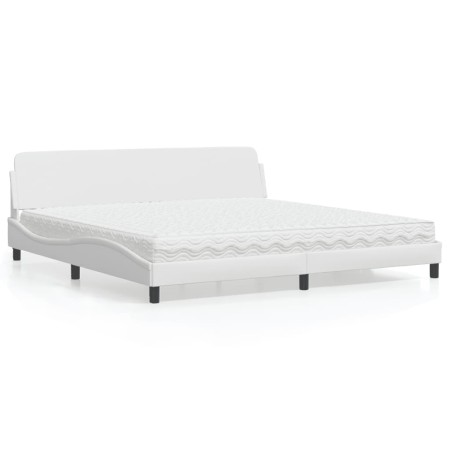 Bed with white synthetic leather mattress 200x200 cm by vidaXL, Beds and slatted bases - Ref: Foro24-3208478, Price: 427,42 €...