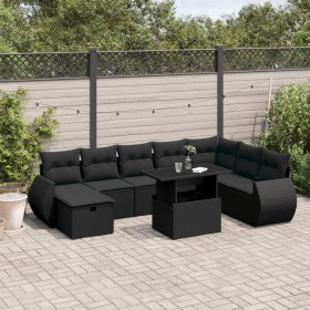 8-teiliges Gartensofa-Set und schwarze synthetische Rattankissen von vidaXL, Gartensets - Ref: Foro24-3275185, Preis: 647,99 ...