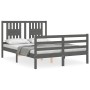 Estructura cama de matrimonio con cabecero madera maciza gris de vidaXL, Camas y somieres - Ref: Foro24-3194548, Precio: 175,...