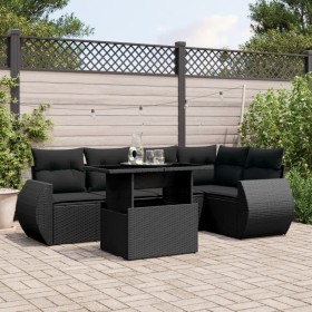 6-teiliges Gartensofa-Set und schwarze synthetische Rattankissen von vidaXL, Gartensets - Ref: Foro24-3268515, Preis: 475,93 ...