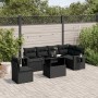 7-teiliges Gartensofa-Set mit schwarzen synthetischen Rattankissen von vidaXL, Gartensets - Ref: Foro24-3267935, Preis: 507,8...