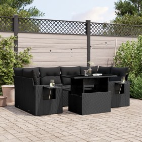 7-teiliges Gartensofa-Set mit schwarzen synthetischen Rattankissen von vidaXL, Gartensets - Ref: Foro24-3267755, Preis: 505,5...