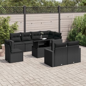 8-teiliges Gartensofa-Set und schwarze synthetische Rattankissen von vidaXL, Gartensets - Ref: Foro24-3267405, Preis: 613,80 ...