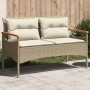 Garden bench and cushions beige synthetic rattan 116x62.5x74 cm by vidaXL, garden benches - Ref: Foro24-368403, Price: 129,99...