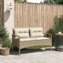 Garden bench and cushions beige synthetic rattan 116x62.5x74 cm by vidaXL, garden benches - Ref: Foro24-368403, Price: 129,99...