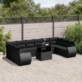 11-teiliges Gartensofa-Set und schwarze synthetische Rattankissen von vidaXL, Gartensets - Ref: Foro24-3268775, Preis: 779,34...