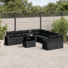 11-teiliges Gartensofa-Set und schwarze synthetische Rattankissen von vidaXL, Gartensets - Ref: Foro24-3267535, Preis: 739,43...