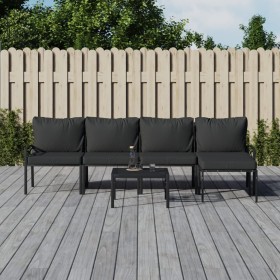 6-piece garden furniture set, steel with gray cushions by vidaXL, Garden sets - Ref: Foro24-3187951, Price: 464,99 €, Discoun...