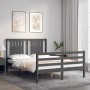 Estructura cama de matrimonio con cabecero madera maciza gris de vidaXL, Camas y somieres - Ref: Foro24-3194548, Precio: 175,...