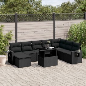 Set de sofás de jardín 8 piezas y cojines ratán sintético negro de vidaXL, Conjuntos de jardín - Ref: Foro24-3268065, Precio:...