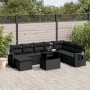 8-teiliges Gartensofa-Set und schwarze synthetische Rattankissen von vidaXL, Gartensets - Ref: Foro24-3268065, Preis: 553,96 ...