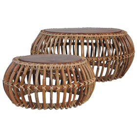 Coffee tables 2 units natural rattan by vidaXL, Coffee table - Ref: Foro24-283082, Price: 246,22 €, Discount: %