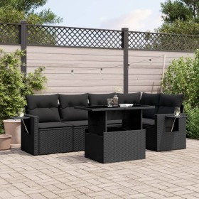 6-teiliges Gartensofa-Set und schwarze synthetische Rattankissen von vidaXL, Gartensets - Ref: Foro24-3267885, Preis: 438,81 ...