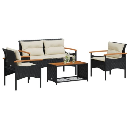 4-piece garden sofa set with black synthetic rattan cushions by vidaXL, Garden sets - Ref: Foro24-368398, Price: 312,99 €, Di...