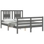 Estructura cama de matrimonio con cabecero madera maciza gris de vidaXL, Camas y somieres - Ref: Foro24-3194548, Precio: 175,...