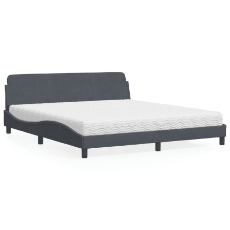 Bett mit dunkelgrauer Samtmatratze 180x200 cm von vidaXL, Betten und Lattenroste - Ref: Foro24-3208452, Preis: 376,08 €, Raba...