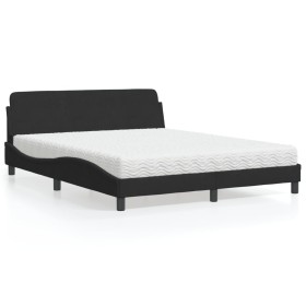 Cama con colchón terciopelo negro 160x200 cm de vidaXL, Camas y somieres - Ref: Foro24-3208433, Precio: 401,85 €, Descuento: %