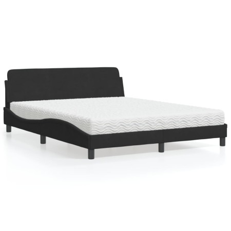 Cama con colchón terciopelo negro 160x200 cm de vidaXL, Camas y somieres - Ref: Foro24-3208433, Precio: 447,48 €, Descuento: %