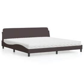 Cama con colchón tela marrón oscuro 200x200 cm de vidaXL, Camas y somieres - Ref: Foro24-3208467, Precio: 423,99 €, Descuento: %