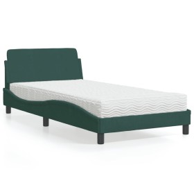 Bed with dark green velvet mattress 100x200 cm by vidaXL, Beds and slatted bases - Ref: Foro24-3208354, Price: 272,03 €, Disc...