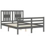 Estructura cama de matrimonio con cabecero madera maciza gris de vidaXL, Camas y somieres - Ref: Foro24-3194548, Precio: 175,...