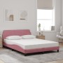 Cama con colchón terciopelo rosa 140x190 cm de vidaXL, Camas y somieres - Ref: Foro24-3208396, Precio: 365,84 €, Descuento: %