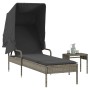 Lounger with hood and gray synthetic rattan table by vidaXL, Loungers - Ref: Foro24-368199, Price: 225,01 €, Discount: %