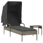 Lounger with hood and gray synthetic rattan table by vidaXL, Loungers - Ref: Foro24-368199, Price: 224,99 €, Discount: %