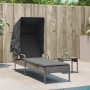 Lounger with hood and gray synthetic rattan table by vidaXL, Loungers - Ref: Foro24-368199, Price: 224,99 €, Discount: %