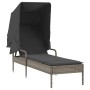 Lounger with hood and gray synthetic rattan table by vidaXL, Loungers - Ref: Foro24-368199, Price: 224,99 €, Discount: %