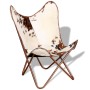 Silla mariposa de cuero auténtico marrón y blanco de vidaXL, Sillones - Ref: Foro24-243696, Precio: 117,03 €, Descuento: %