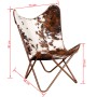 Silla mariposa de cuero auténtico marrón y blanco de vidaXL, Sillones - Ref: Foro24-243696, Precio: 117,03 €, Descuento: %