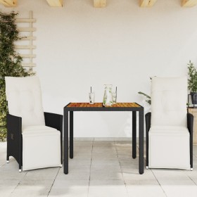 Table and chairs with cushions 3 pieces black synthetic rattan by vidaXL, Garden sets - Ref: Foro24-3276855, Price: 323,99 €,...