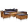 Garden furniture 6 pieces and cushions dark gray acacia wood by vidaXL, Garden sets - Ref: Foro24-46682, Price: 724,99 €, Dis...