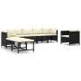 Set de muebles de jardín 8 pzas y cojines ratán sintético negro de vidaXL, Conjuntos de jardín - Ref: Foro24-3059796, Precio:...