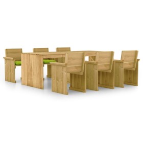 7-piece garden dining table with impregnated pine wood cushions by vidaXL, Garden sets - Ref: Foro24-3065740, Price: 659,99 €...